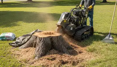 Professional stump grinding removing tree stumps in Ellenton, FL by Sarasota tree removal experts