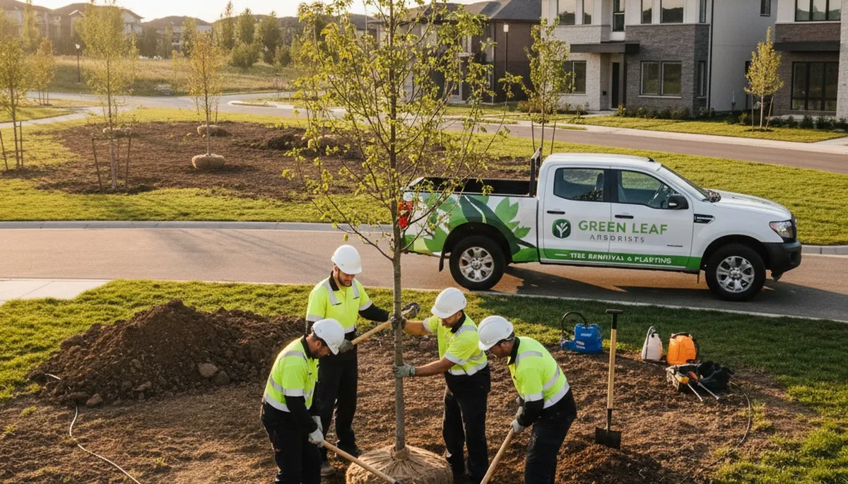 Arborist planting native tree in Sarasota FL yard for Chop Chop Tree landscaping service