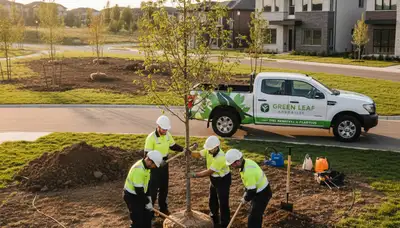 Arborist planting native tree in Sarasota FL yard for Chop Chop Tree landscaping service