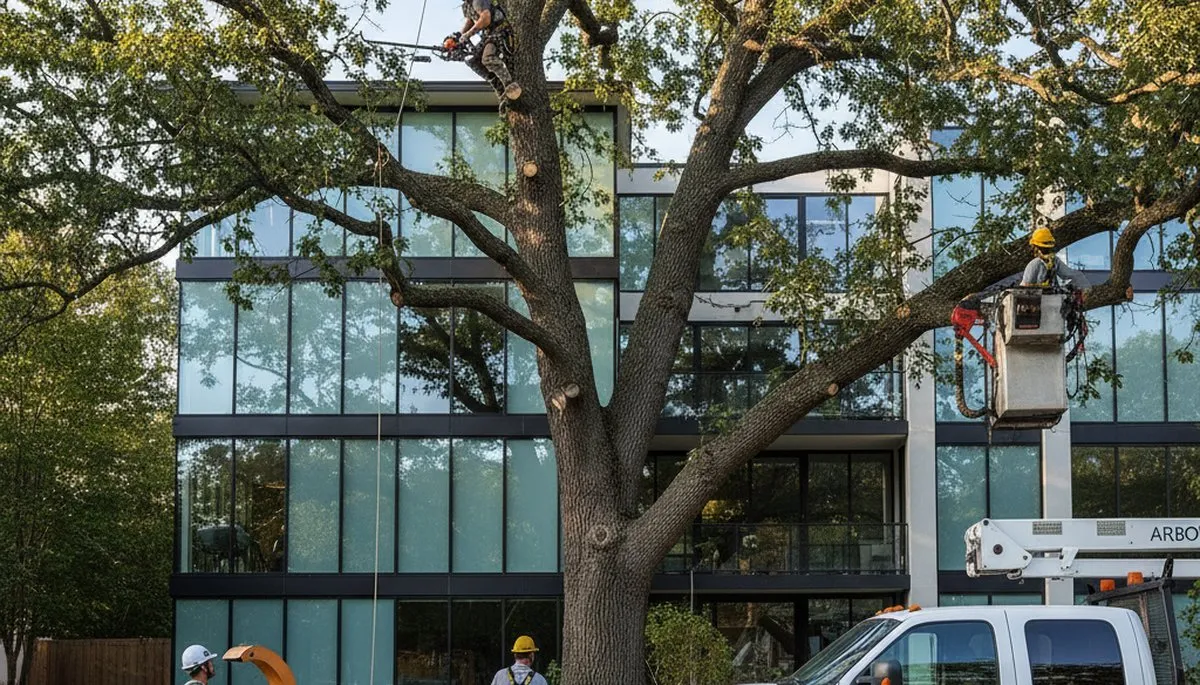 Arborist pruning palm tree in Sarasota, FL for Chop Chop Tree professional tree service