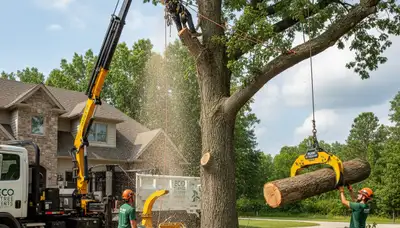 Professional tree removal crew working in Sarasota, FL for Chop Chop Tree service