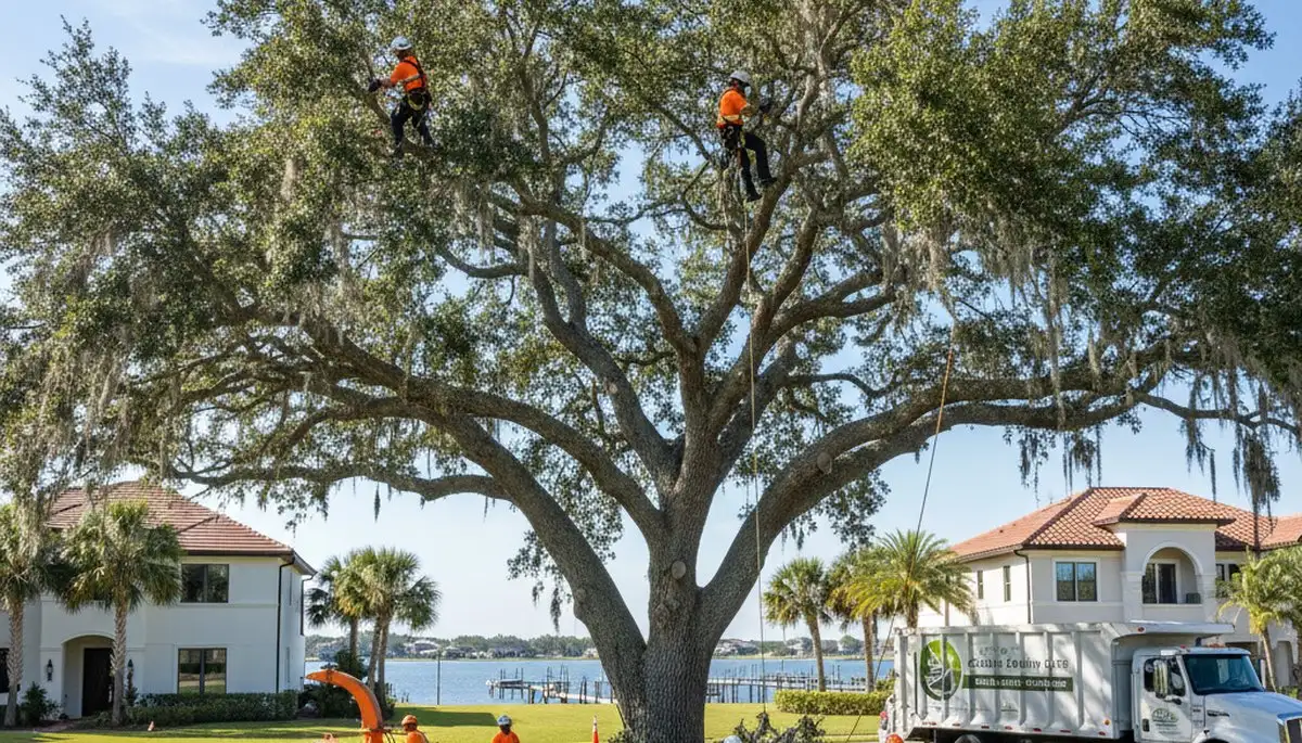 Professional tree removal service in Sarasota FL removing large oak safely